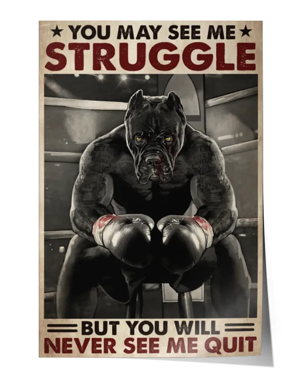 home decor wall posters pitbull boxing never see me quit vertical poster ideal gift