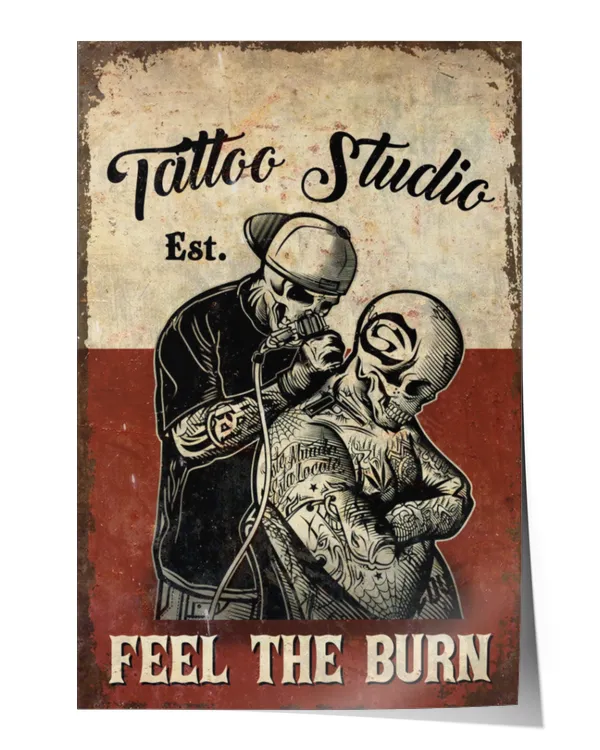 tattoo studio feel the burn home decor wall vertical poster ideal gift