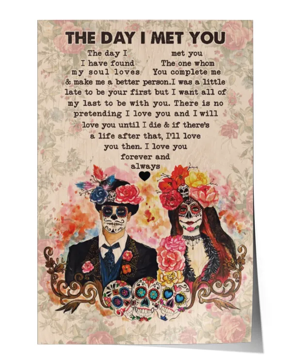 day of the dead sugar skull couple the day  home decor wall vertical poster ideal gift