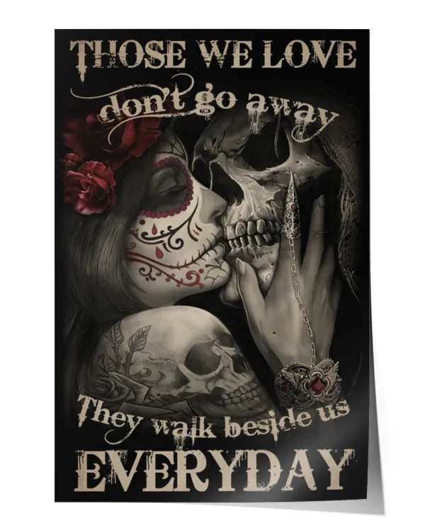 day of the dead sugar skull couple those we love  home decor wall vertical poster ideal gift