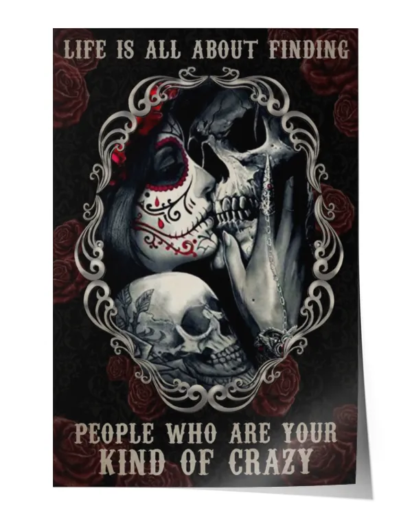 sugar skull couple your kind of crazy  home decor wall vertical poster ideal gift