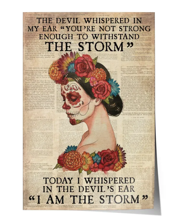 sugar skull day of the dead the storm book page  home decor wall vertical poster ideal gift