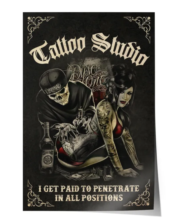 Tattoo Couple I Get Paid To Penetrate vertical poster ideal gift