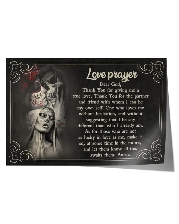 sugar skull couple a love prayer  home decor wall horizontal poster ideal gift