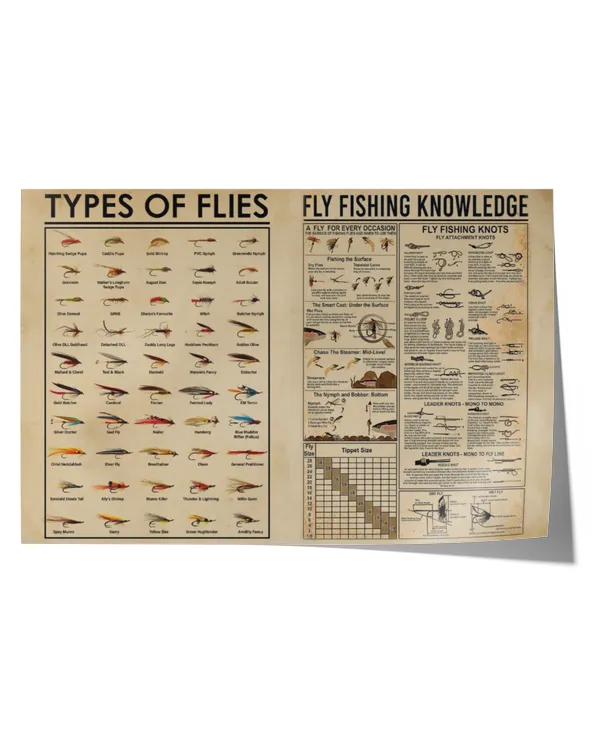 Type Of Flies Poster, Fly Fishing Knowledge