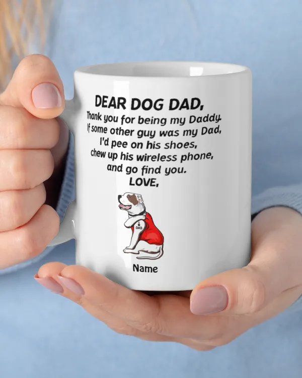 Dogs Mug Personalized Name And Breed Dear Dog Dad, Father's Day Mug, Gift For Dad