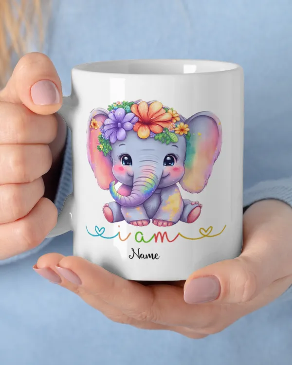 Affirmation Elephant Personalized Mug, Gift For Daughter Granddaughter, Elephant Mug