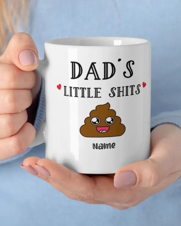 Dad Gift Personalised Mugs Dad's Little Shit Dad Funny Mug Personalised Father's Day Present Gift For Dad Birthday Present Coffee Mug