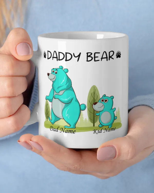 Papa Daddy Bear Gift Personalized Mug, Father's Day Mug, Gift For Dad, Dad Mug, Dad Bear Mug