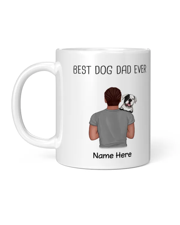 Dad Carrying Dogs On Shoulder Best Dog Dad Ever Personalized Mug, Gift For Dog Dad, Father's Day Gift