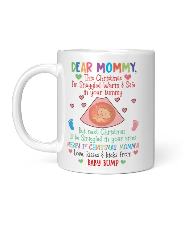 Christmas Baby Bump - Snuggled Warm & Safe in Mommy's Mummy's Belly- Bumps First Christmas Mug