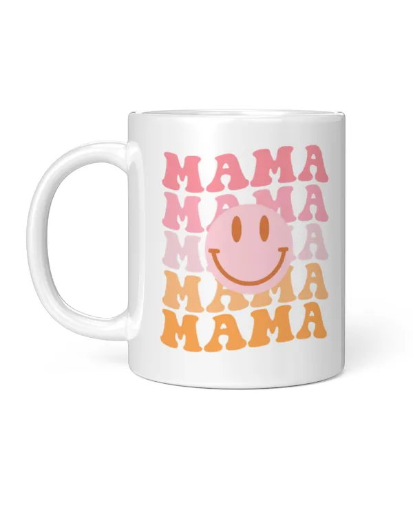 Mama Mug, Smile Face Mama Mug, Mother Mug, Gift For Mother, Mother's Day Mug, Groovy Mama Mug, Aesthetic Mama Mug
