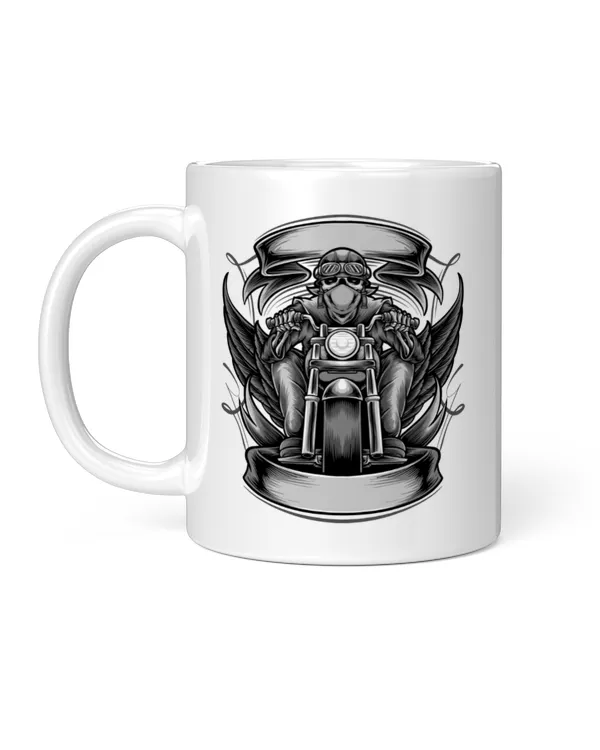 Biker Skull Riding Motorcycle Mug