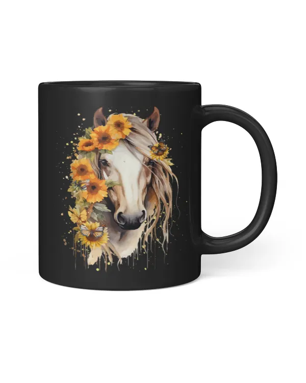 Sunflower Horse Portrait Equestrian CowGirl Horseback Riding