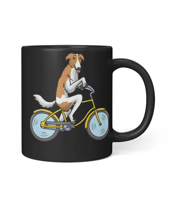 Borzoi Dog T-ShirtBorzoi Dog with Bike Russian Hunting Sighthound T-Shirt