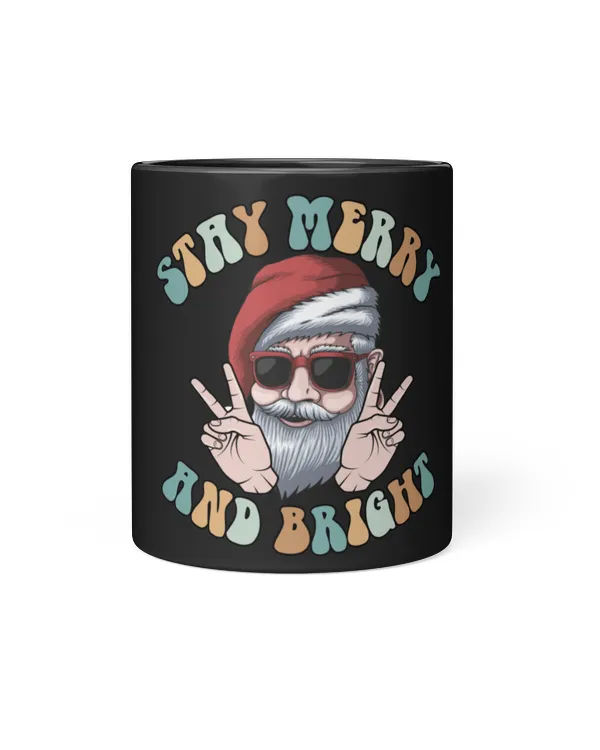 Stay Merry and Bright Santa Claus 'Hi' Black Mug