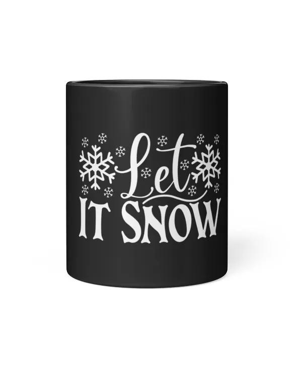 Let It Snow Merry Christmas Black Mug