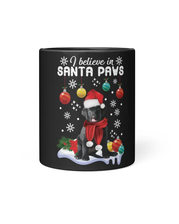 I Believe In Santa Paws Black Mug 11oz