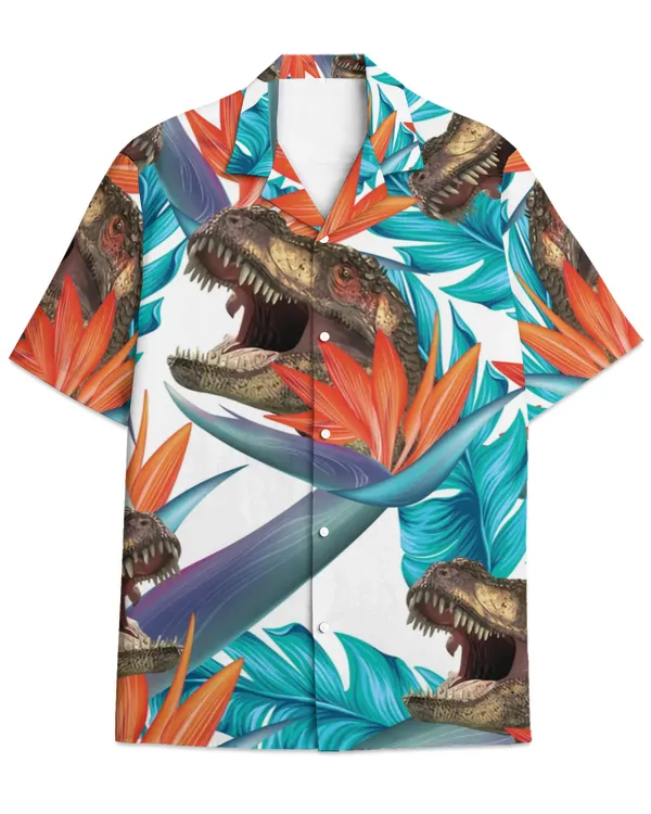 Awesome T Rex Palm Tropical Hawaii Hawaiian Shirt