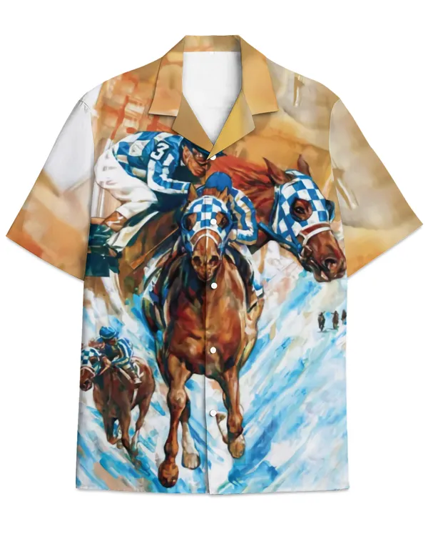 Secretariat Horse Racing Art Hawaii Hawaiian Shirt