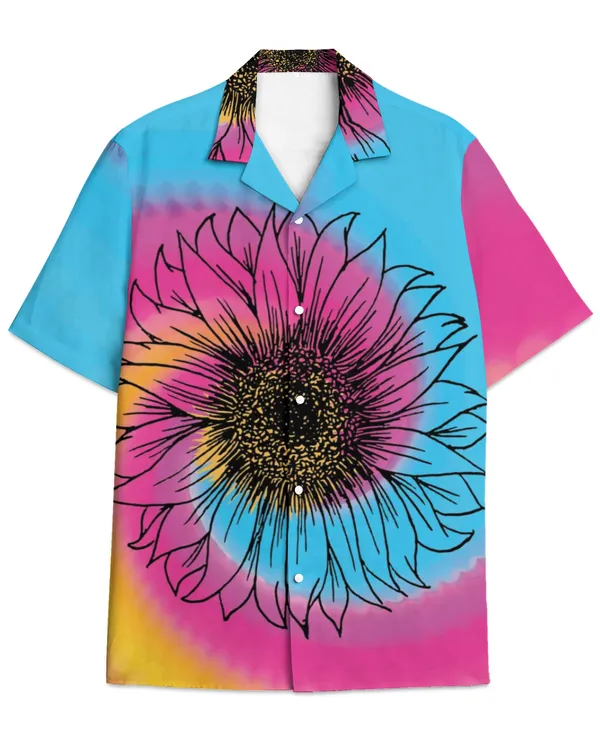 Hippie Sunflower With Pink Yellow And Blue Color Hawaii Hawaiian Shirt