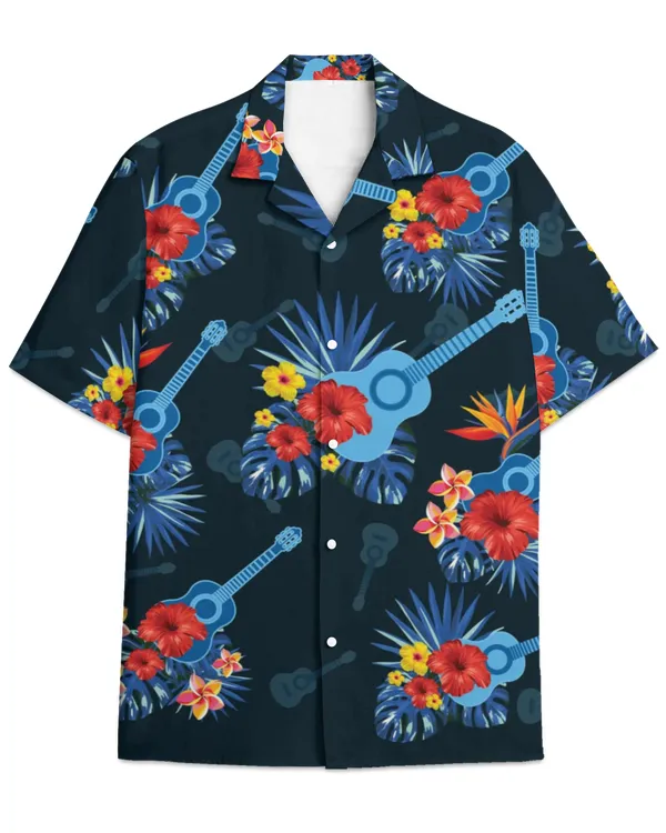 Guitar And Tropical Hawaii Shirt
