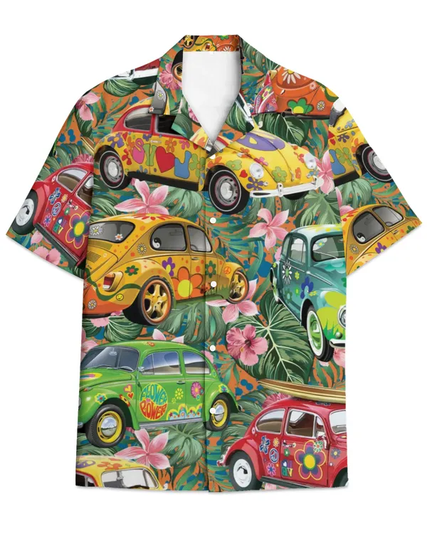 Muscle Classic Car Personalized Hawaiian Shirt, flower pattern shirt