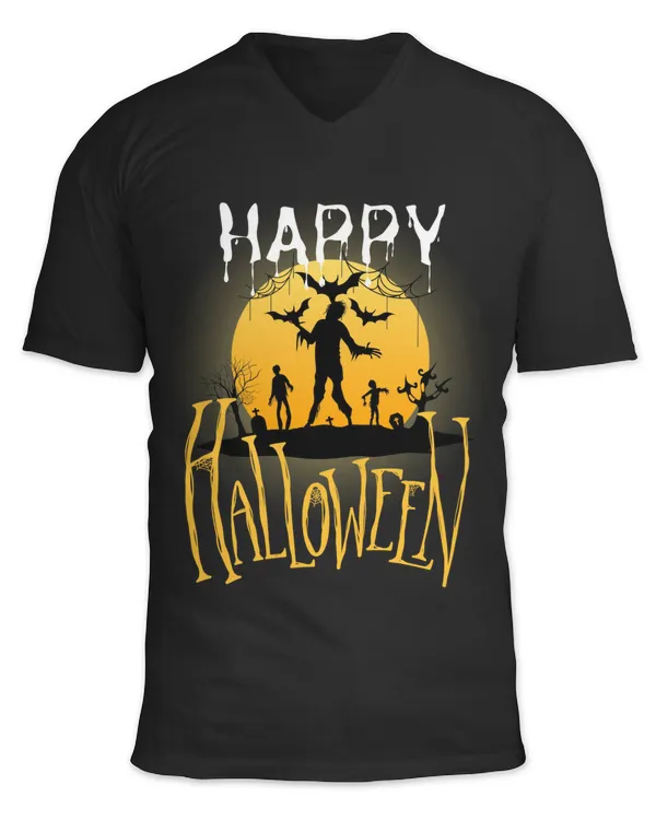 Black spooky happy halloween T-Shirt