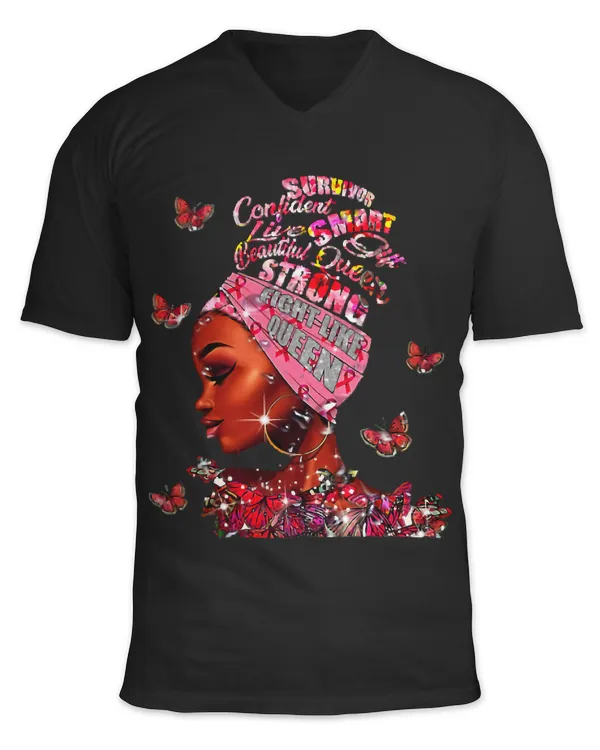 African American Girl Butterfly Breast Cancer Awareness