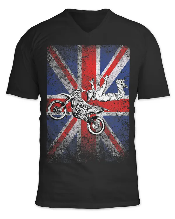 Motocross Biker Vintage Uk Flag Freestyle Dirt Bike Enduro 76