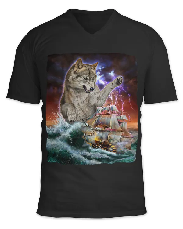 Monster Wolf as Kraken Attack a War Ship at High Seas