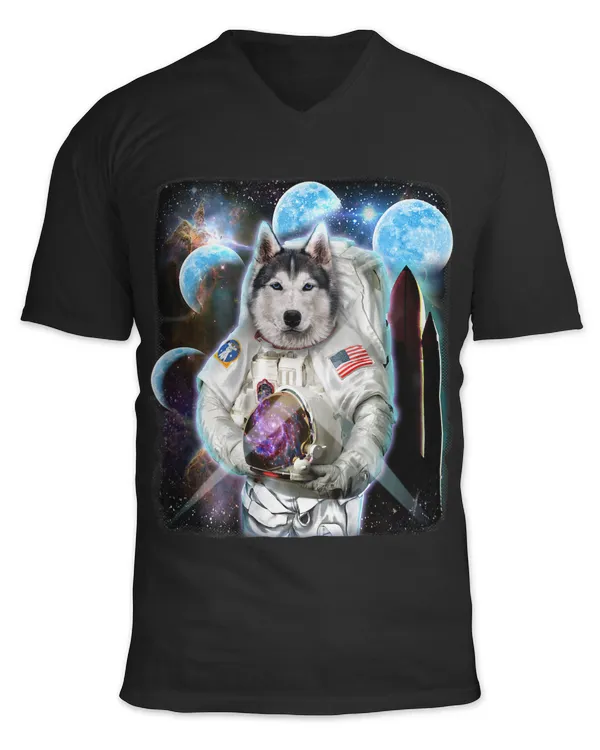 Siberian Husky Dog as Astronaut Explore Space and Galaxy