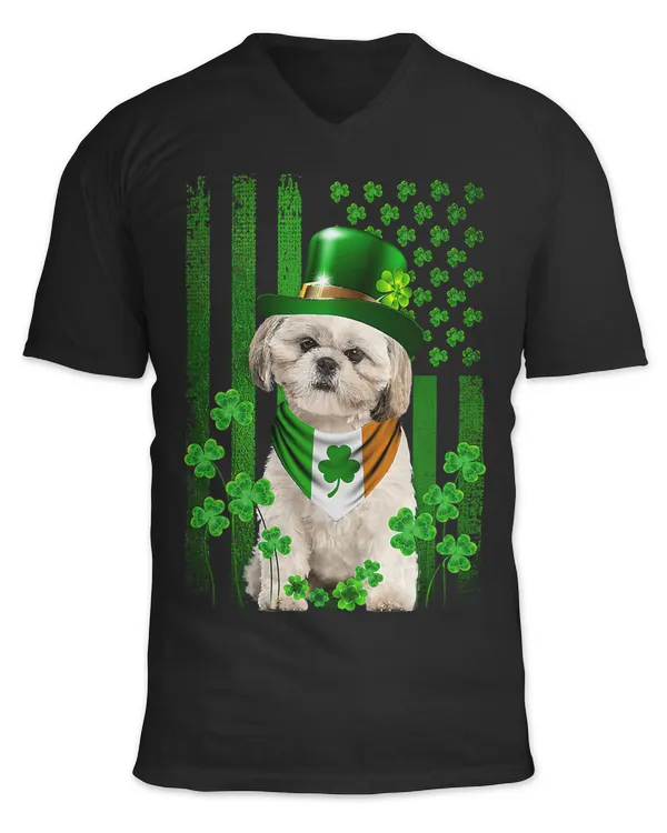 American Flag Cute Shih Tzu Dog St Patricks Day Irish