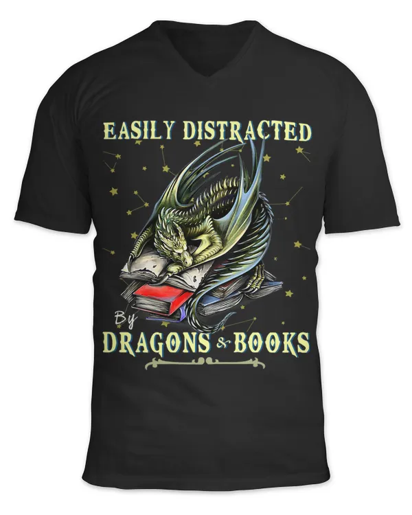 Book Dragon Shirt - Easily Distracted by Dragon and Books T-Shirt