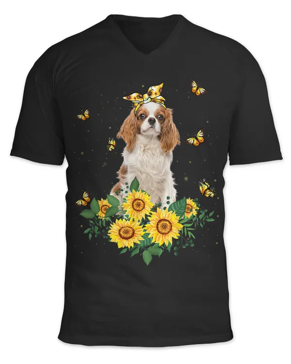 Girls Women Mom Cavalier King Charles Spaniel Dog Sunflower