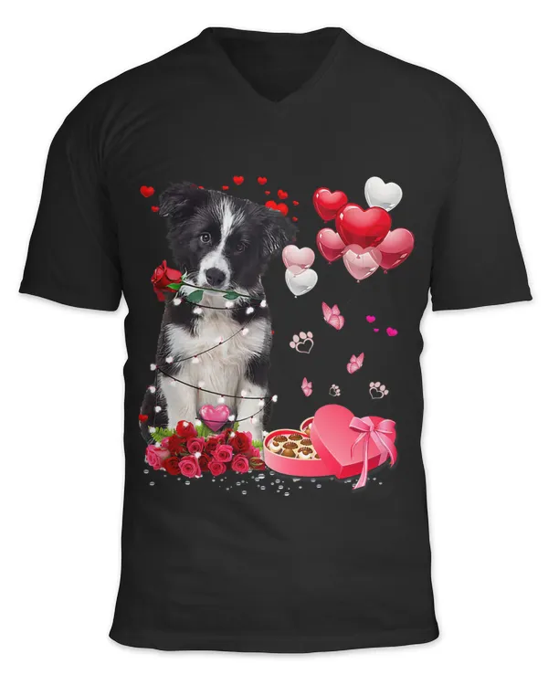 Funny Border Collie Rose Heart Happy Valentine Day Dog Mom