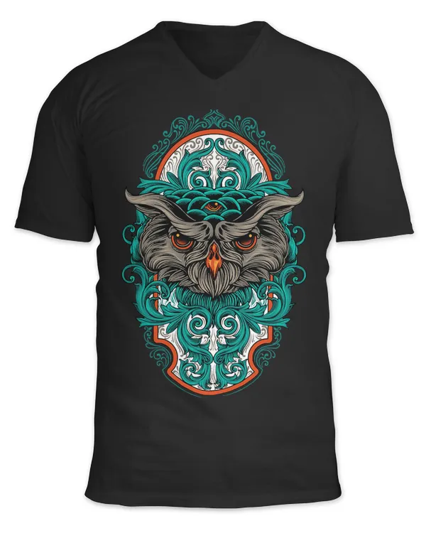 Owl Head Fantasy Graphic Tee Shirt Novelty Top for Men