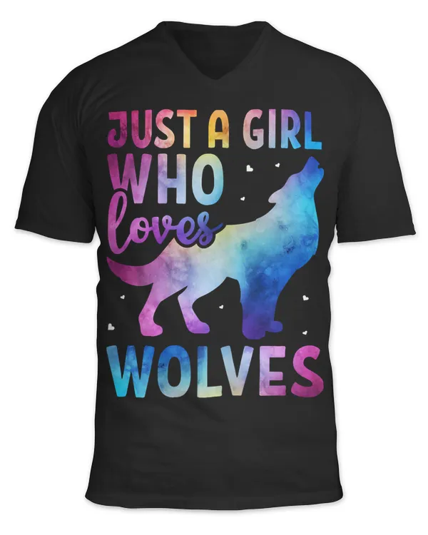Womens Just A Girl Who Loves Wolves Watercolor Cute Animal Lovers