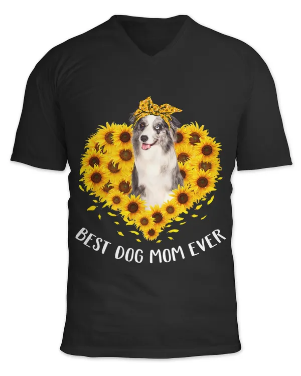 Blue Merle Collie Mom Sunflower Dog Mom Women
