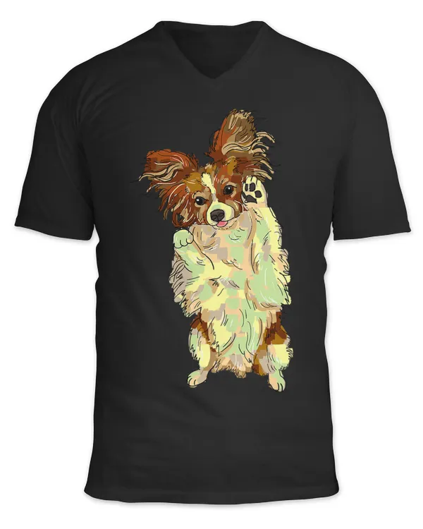 Cute Papillon Unique Hand Drawn Art Gift Lover Dogs Graphic 269