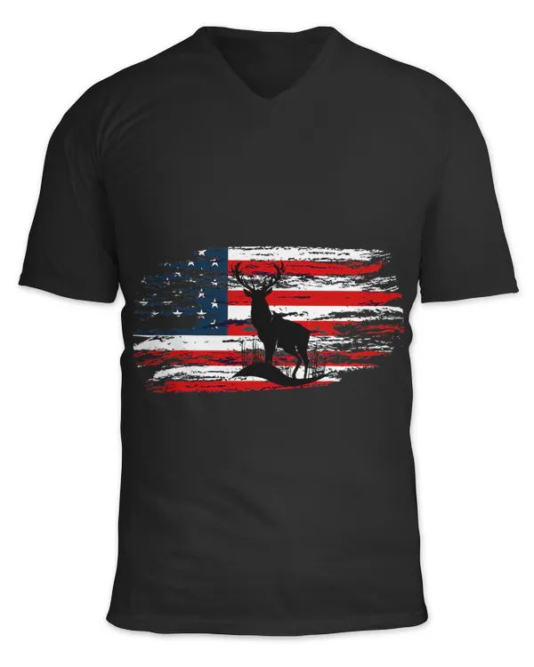 American Deer Hunter Patriotic Vintage US Flag Hunting