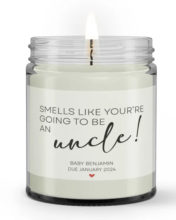 Personalized "Smells Like You're going to be an Uncle" Pregnancy Announcement Candle