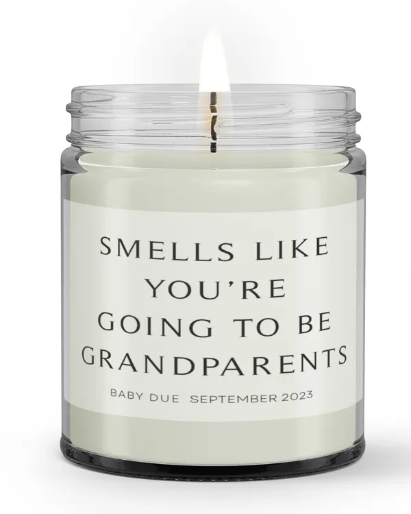 Personalized "Smells Like You're Going to be Grandparents" Pregnancy Announcement Candle