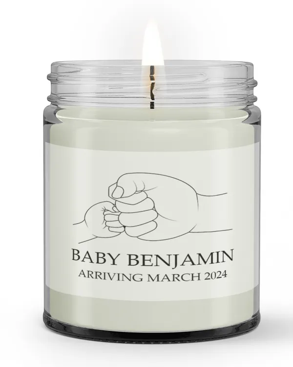 Personalized Candle with Name and Due Date: Meaningful Keepsake for Your Special Announcement