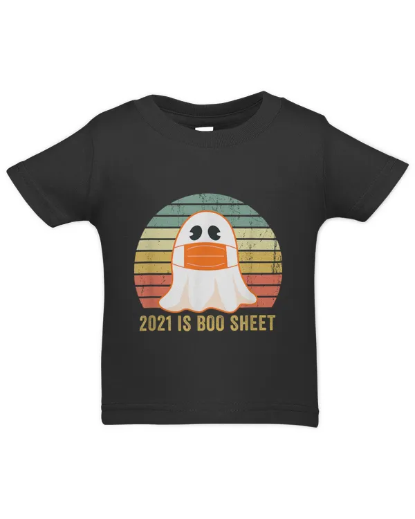 2021 Is Boo Sheet Funny Ghost in Mask Vintage Halloween