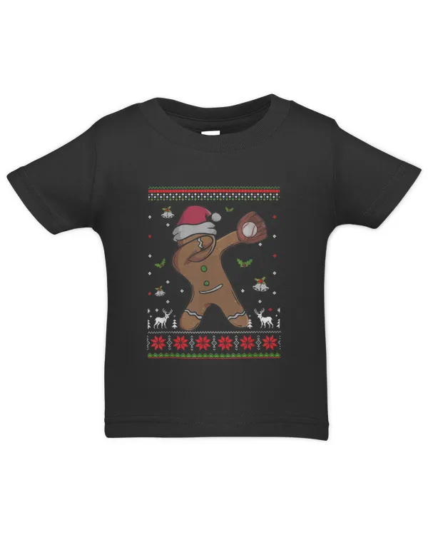 Ugly Christmas Dabbing Gingerbread Baseball Xmas Pajamas