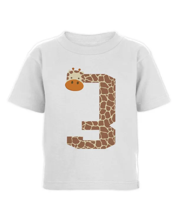 Number 3 Giraffe Spots 3 Year Old Kids 3rd Birthday Gift