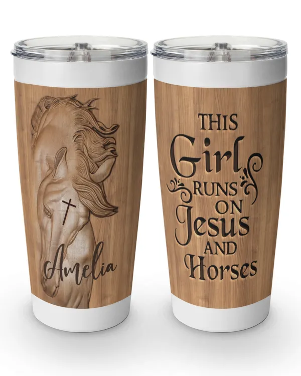 Personalized Custom Horse Faith Wooden Style Tumbler