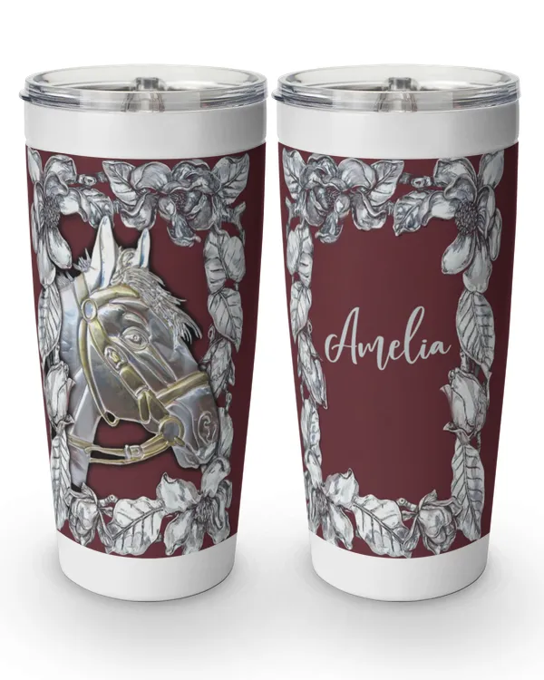 Personalized Custom Horse Silver Style Tumbler