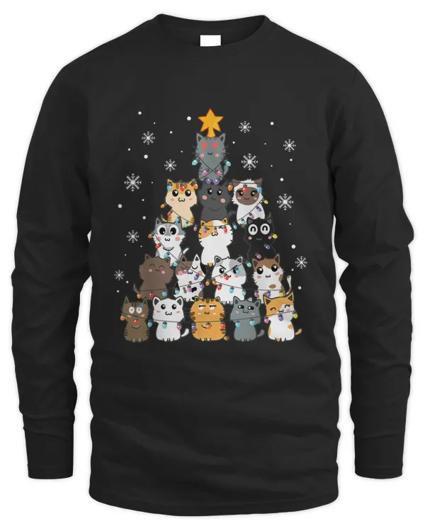 Christmas Cat Shirt For Men, Christmas Tree Cat Pajama Women